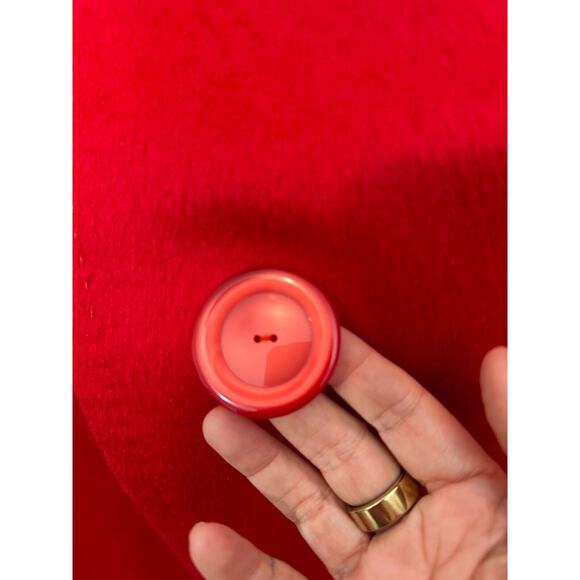 Red Oversized Felt Long Sleeve Single Button Heavy Long Line Jacket Large - Picture 3 of 11
